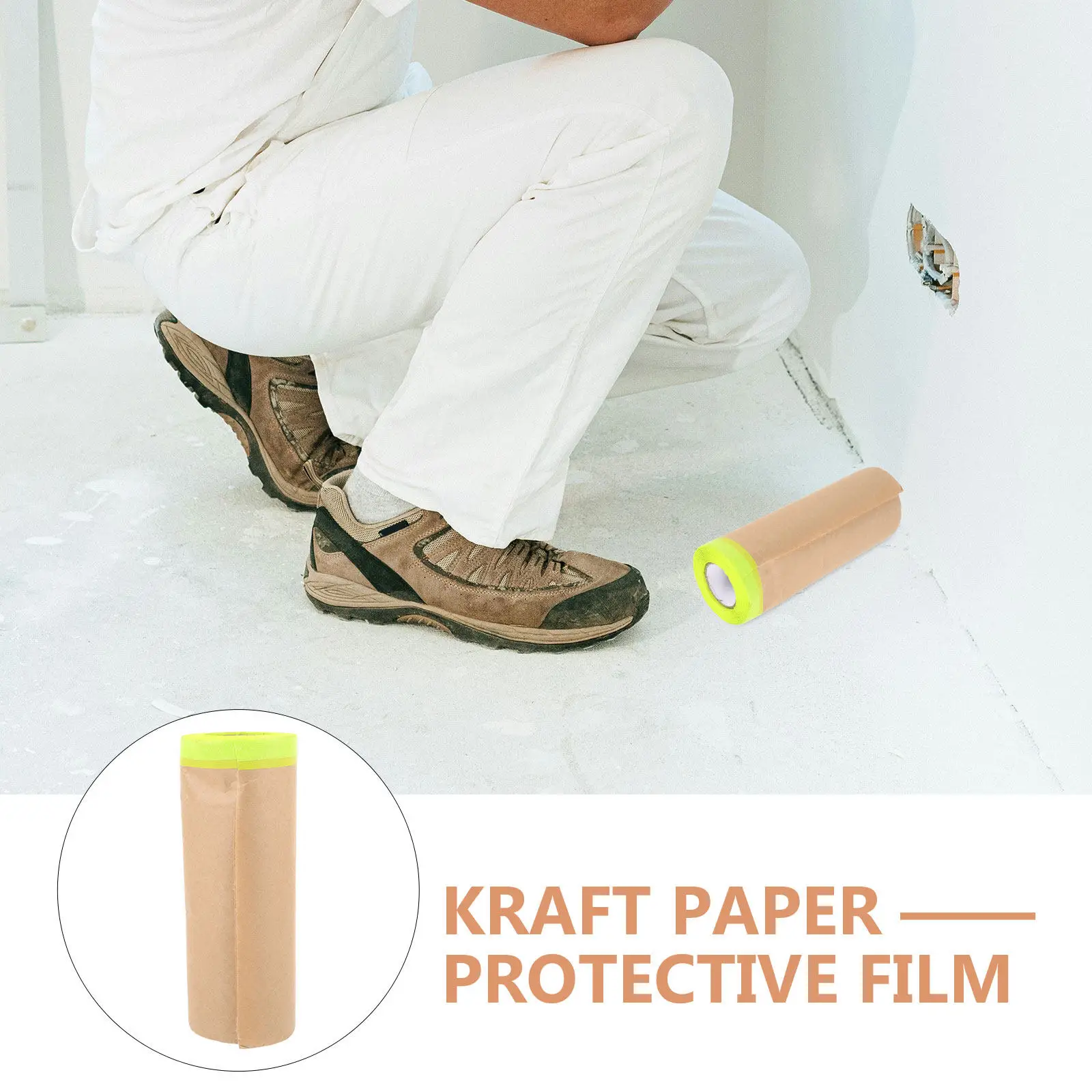 Kraft Paper Masking Film Roll Flexible Cut to Size Paint Protection Paper for Automotive Flooring Furniture Sofa Carpet Bed