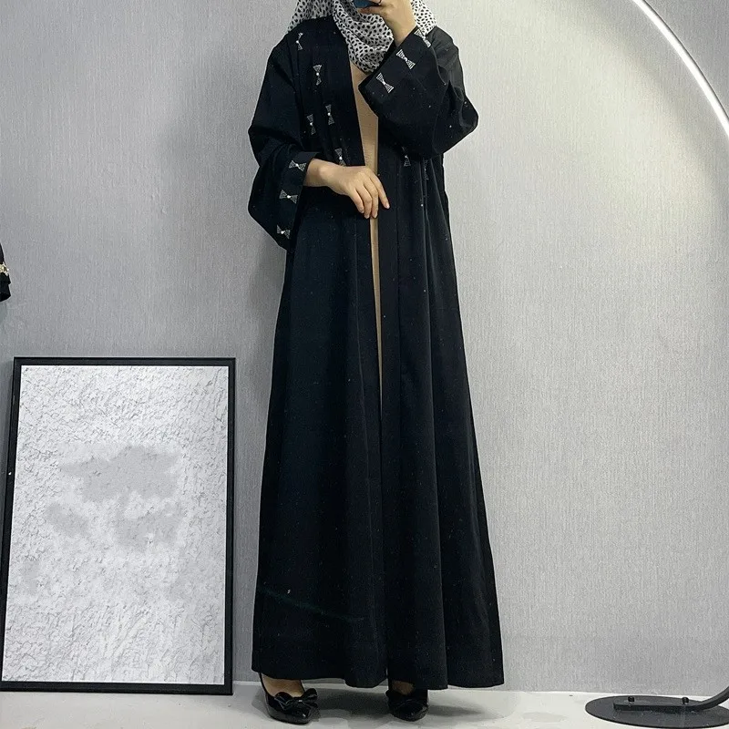 Un pezzo Ramadan Eid Mubarak aperto Abaya Kimono Dubai turchia Islam caftano abito musulmano vestiti Abaya per le donne Robe caftano