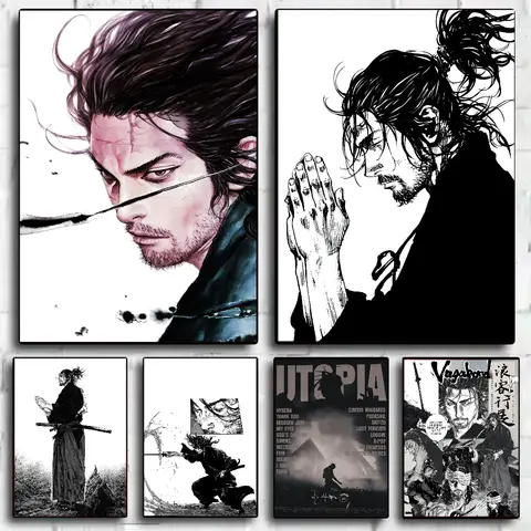 Plakat Manga Vagabond HD, naklejka ścienna, wodoodporna, do salonu, sypialni, baru, estetyczna dekoracja
