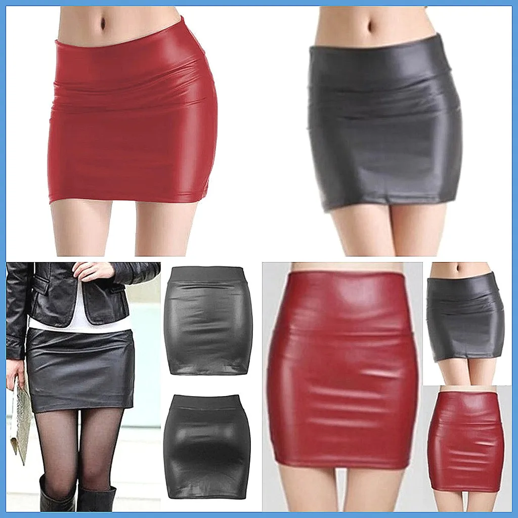 

Vintage Leather Mini Skirt for Women, High Waist A-Line Slim Fit, Korean Fashion Streetwear
