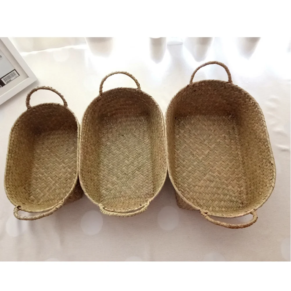 

Hand-Woven Basket High Quality Grass Small Primary Color Durable Storage Box Bedroom Kitchen Living Room Fruit Snack Flower