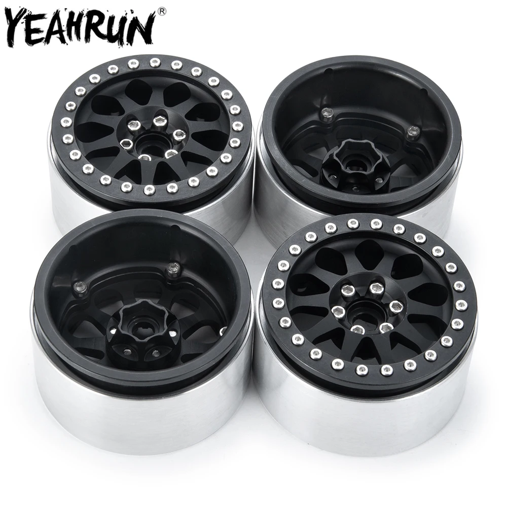 

YEAHRUN 4Pcs 2.2 Beadlock Aluminum Alloy Wheel Rim for 1/10 RC Crawler Car TRX4 TRX-6 Axial SCX10 90046 Wraith RR10 90053