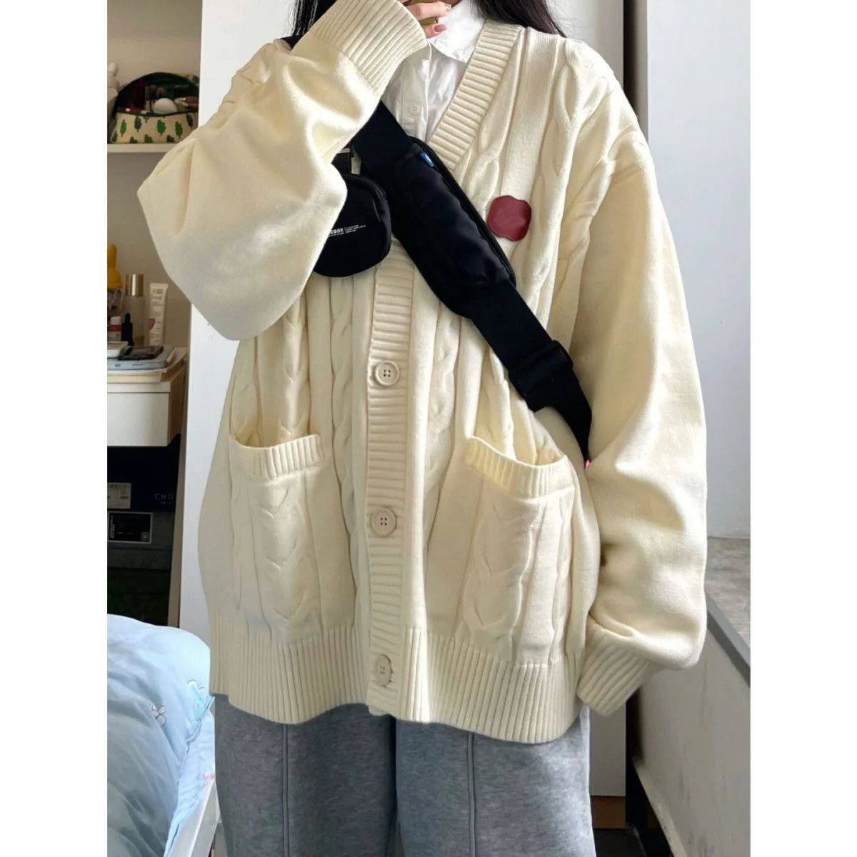 

plus Size 300 Pou Retro Open Cardigan Knitwear Women's Loose Versatile Lazy Sle Outerwear Top Autumn Winter Casual