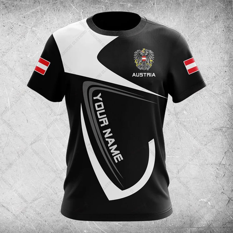 Custom Name Austria Flag Graphic T-shirts Summer Casual E-Sports Jersey Fast Dry Short Sleeve Tops Unisex Daily Home Clothing