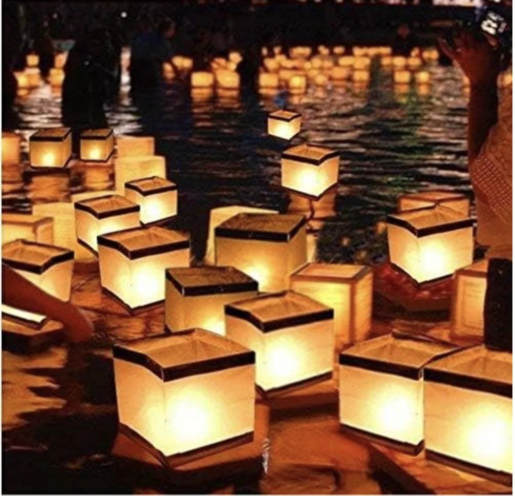 

20 Pack Square Chinese Lanterns Wishing, Praying, Floating, River Paper Candle Light, Floating Lanterns for Lake or River, Float