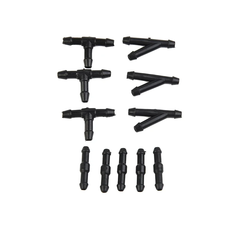 Car Windshield Washer Hose + Connector Kit T-tube Diverter Connector (2M Hose + 3 Tees + 3 Diagonal Tees + 5 Straights)