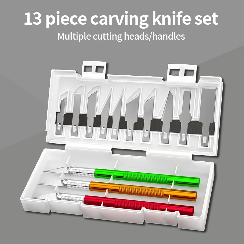 13Pcs Metal Carving Knife Pen Style Art Seal Cutting Manual Combination Paper Cuttings Non-Slip Gadget DIY Precision Repair Tool