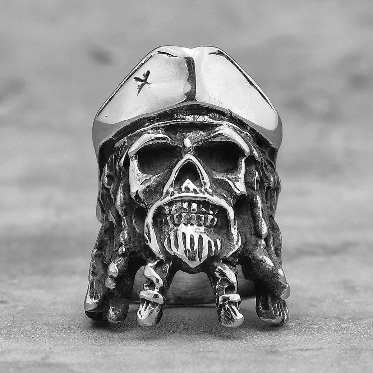 Pirates of The Caribbean Captain Jack Stainless Steel Mens Rings Punk for Male Boyfriend Biker Jewelry Creativity Gift Wholesale