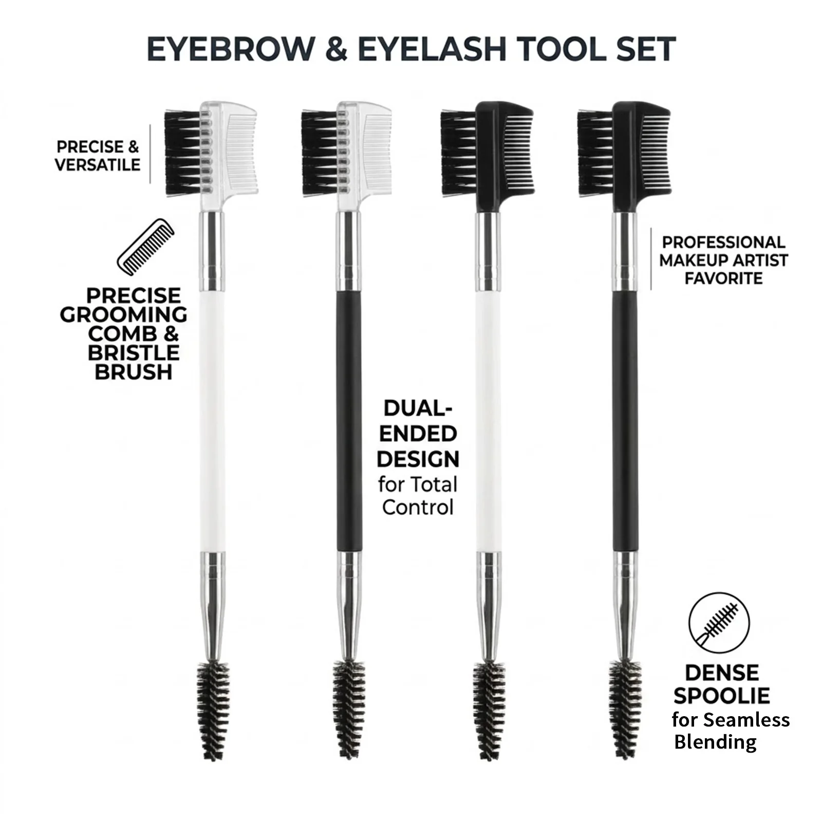 Dual-Ended Makeup Brush Wholesale Ready-Stock with Spiral Lash Curler And Lash Comb for Viral Hits by Source Factory