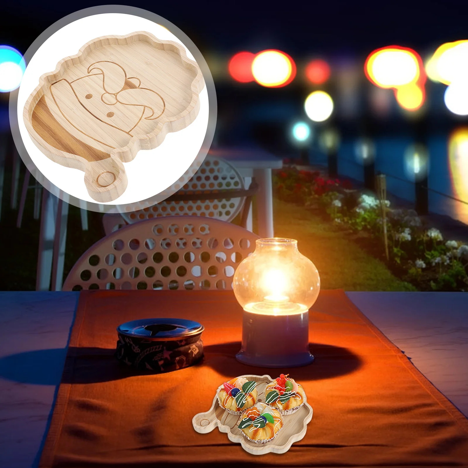 

Christmas Wood Serving Tray Santa Clause Shaped Exquisite Handcrafted Rustic Farmhouse Food Dish Xmas Wooden Platter