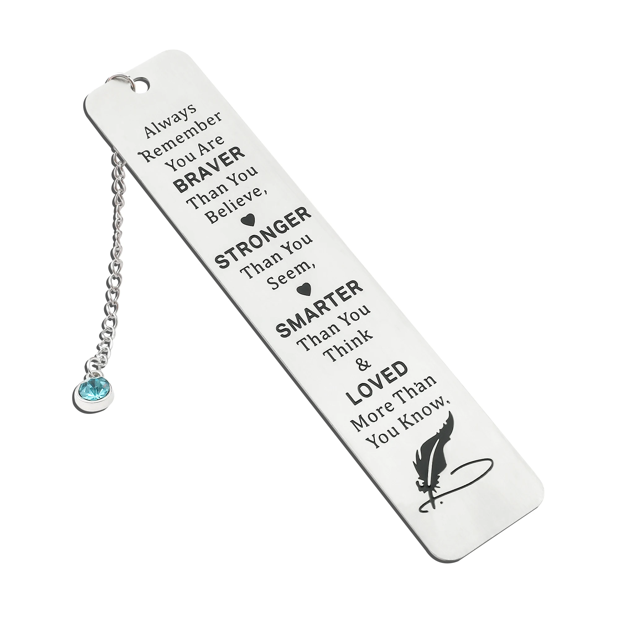 Stainless Steel Metal Bookmarks for Friends Family Braver Stronger Smarter Loved Books Marks Supplies Graduation Gifts