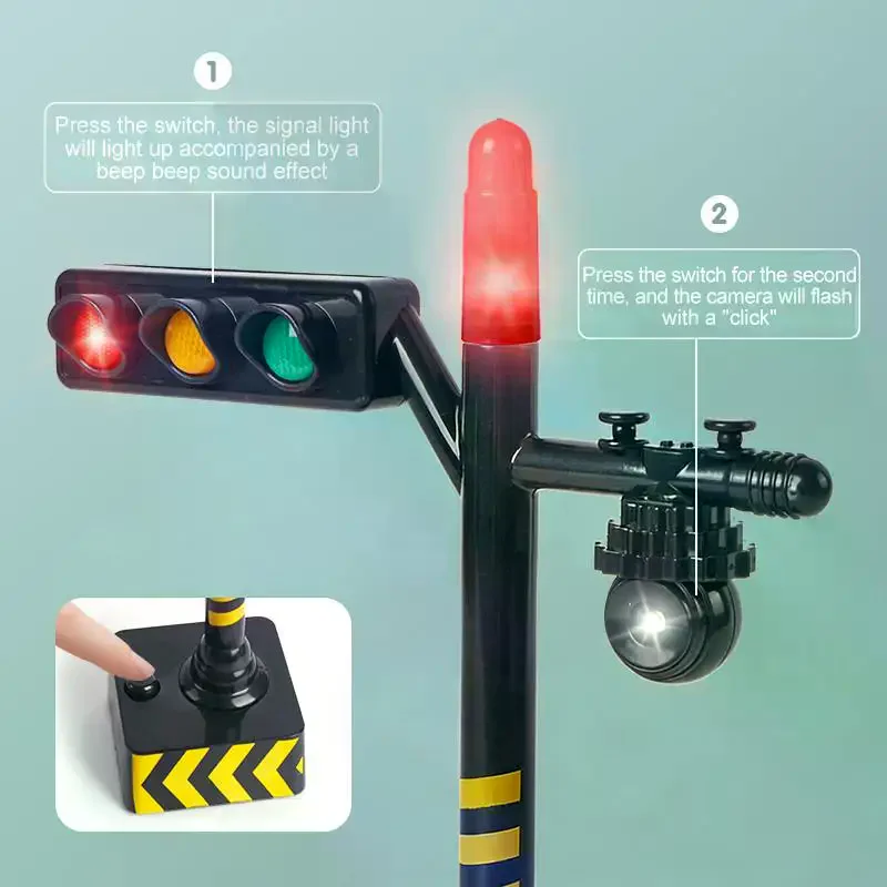 

Mini Traffic Signal Light Toy Model Simulation Road Sign Scene LED Kid Traffic Safe Education Learning Toy Car Accessories
