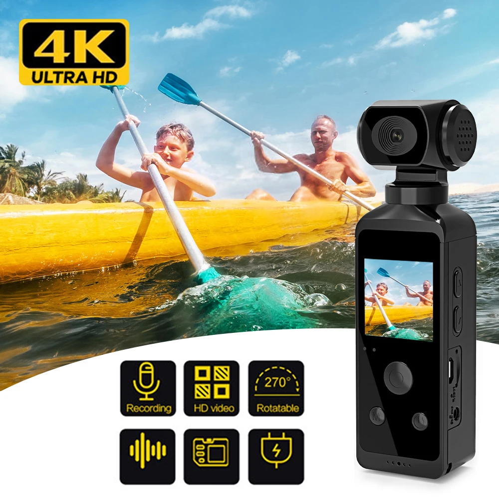 

4K WiFi Action Camera 270 Degree Rotatable Mini Camera Vlog Outdoor Sports DV Video Recorder Waterproof Case Bicycle Camcorder