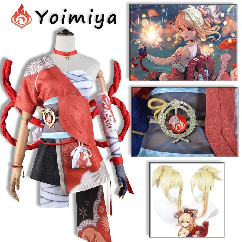 Genshin Impact Yoimiya Косплей Костюм Аниме Одежда для девочек Женская мода Хэллоуин Карнавал Косплей для женщин Игра