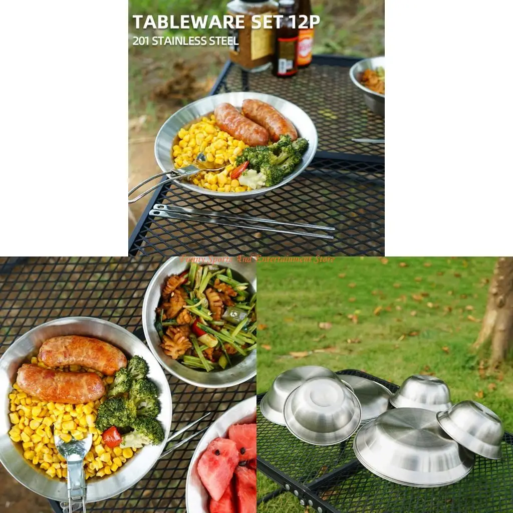 C4DE Stackable 12Pcs Outdoor Eating Utensils Set Suitable For Picnics And Hiking