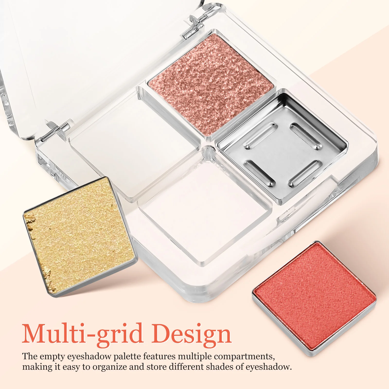6개입 빈 아이섀도우 팔레트 메이크업 오거나이저 멀티 그리드 투명 플라스틱 케이스 아이섀도우 컨테이너 하이라이터 트레이 메이크업
