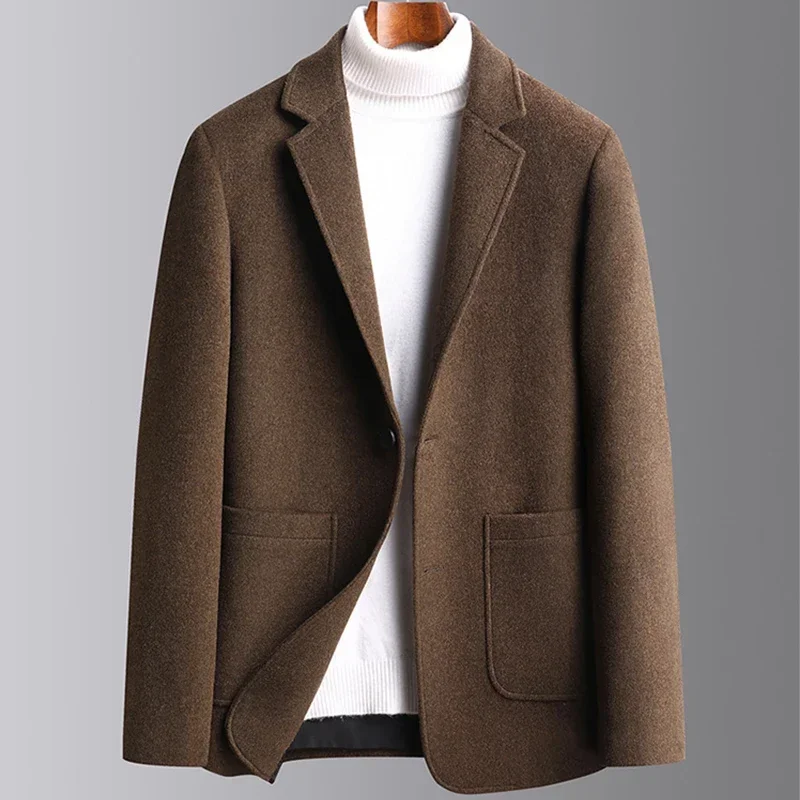 

Autumn and Winter Thick Men's Business Leisure Trend Slim Fit Solid Color Small Suit Coat Top