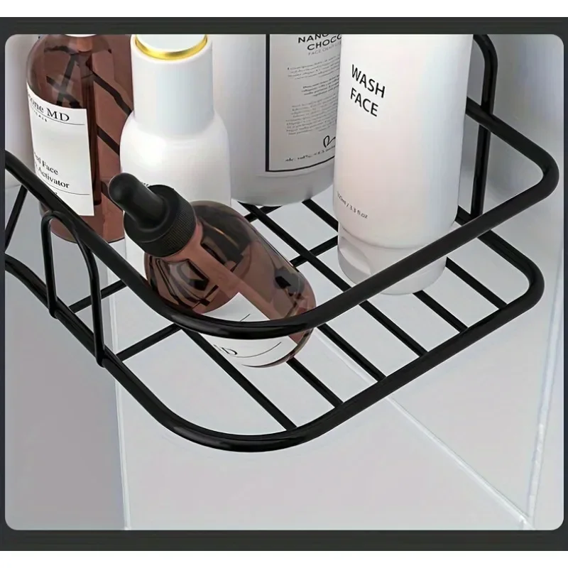 Bathroom Storage Rack Wall-mounted Bathroom Storage Rack Bathroom Accessorie Shampoo Cosmetic Rack Punch-free Metal Storage Rack