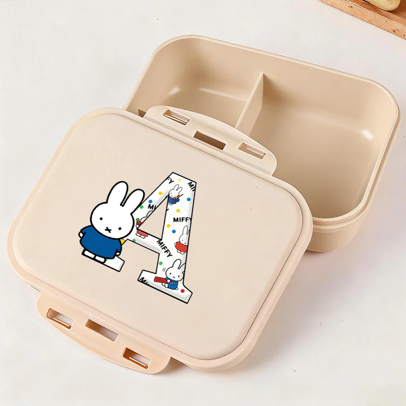 Miffy Plastic Lunch Box Student Cartoon A-Z Letter Portable Bento Box Kawaii Anime Container Insulated Lunch Meals Box Kids Gift