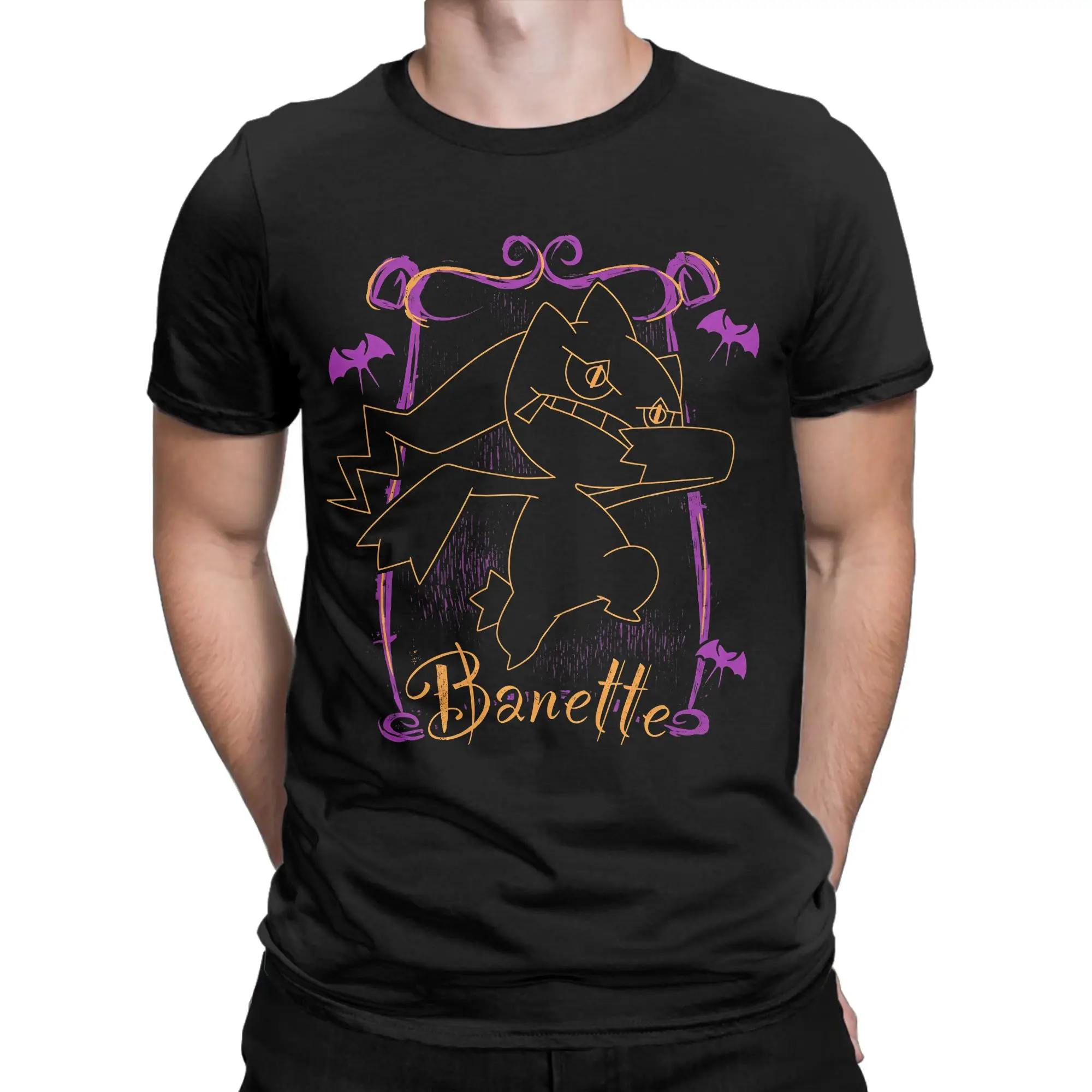 Novelty Pokemon Banette Haunting T-Shirt for Men Round Neck Pure Cotton T Shirts  Short Sleeve Tee Shirt Birthday Gift Clothes