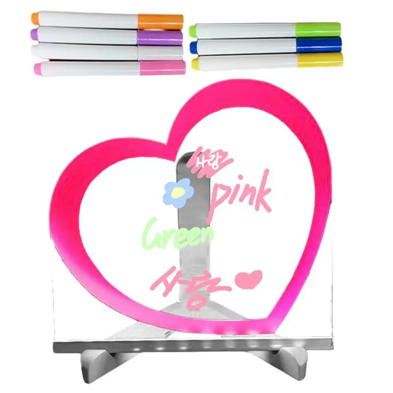 

Acrylic Dry Erase Board Heart Design Acrylic Dry Erase Board With 7 Color Marker Durable Desktop Whiteboard Creative Memo Tablet