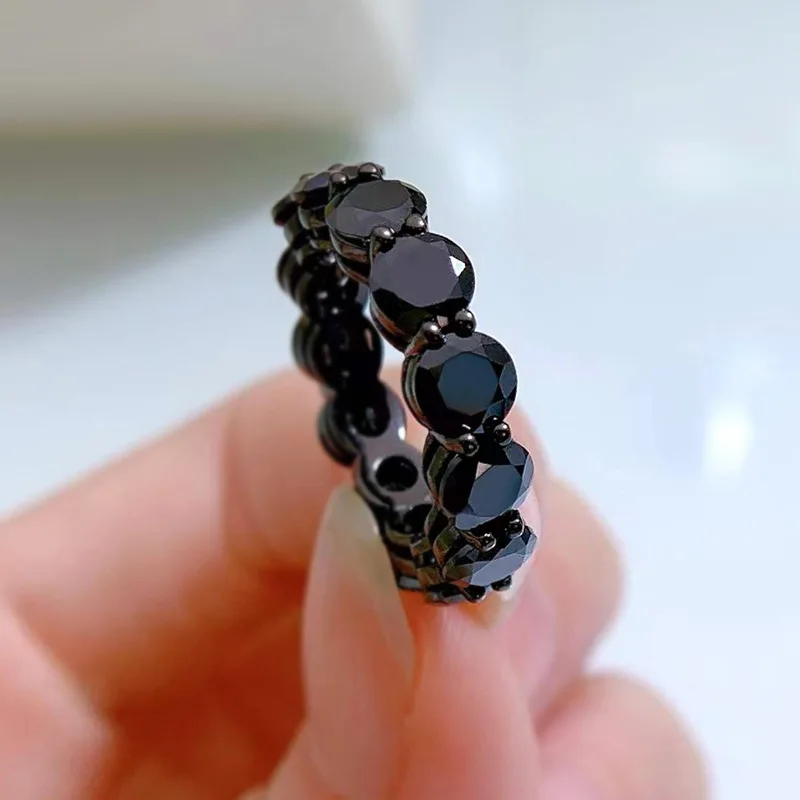 

Eureka твердое кольца из стерлингового серебра 925 пробы круглой огранки с обсидиановым черным драгоценным камнем для женщин, винтажное ювелирное кольцо, оптовая продажа