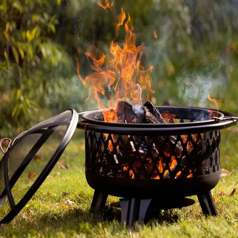 Outdoor barbecue rusty corten steel indoor/outdoor garden fire pit with log storage,corten steel fire pit