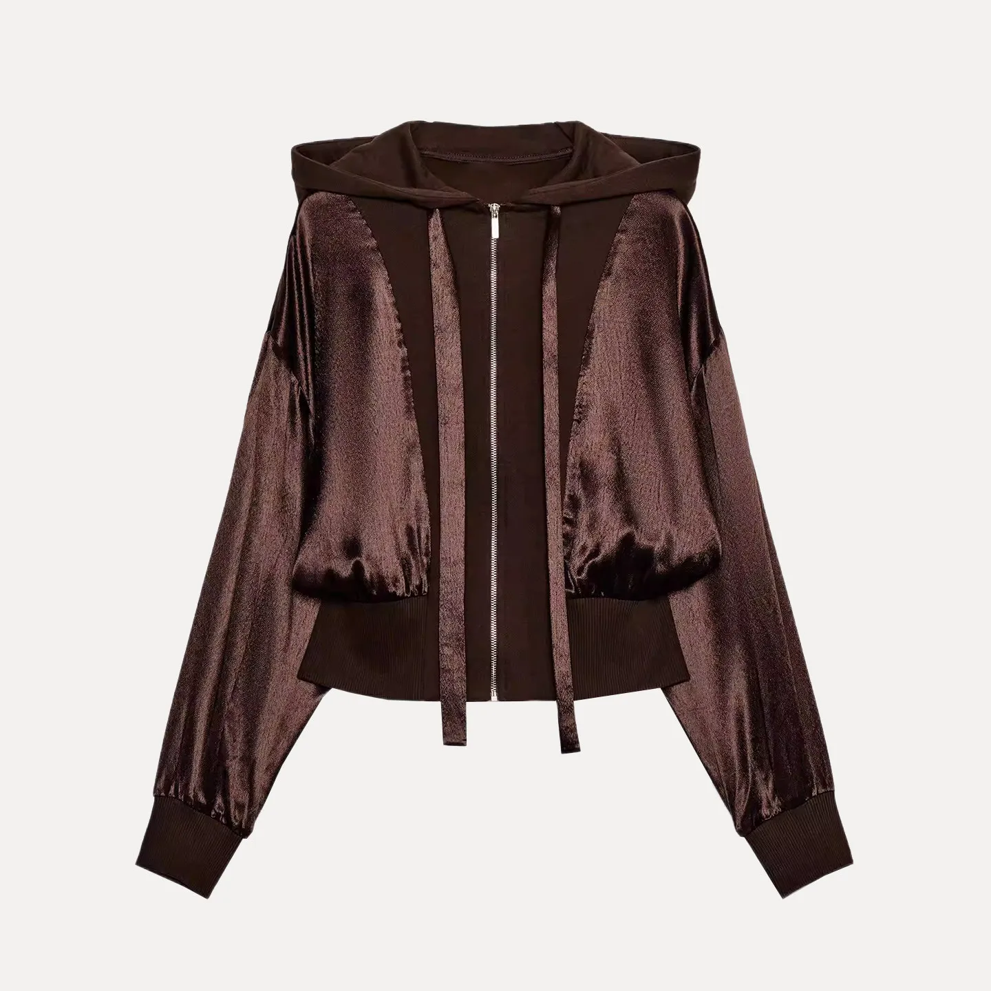 Z Mujer Faionable Con Capucha Patchwork Jaet 2025 Nuevo Sle Personali ort Abrigo Largo Cierre de Cremallera Sve