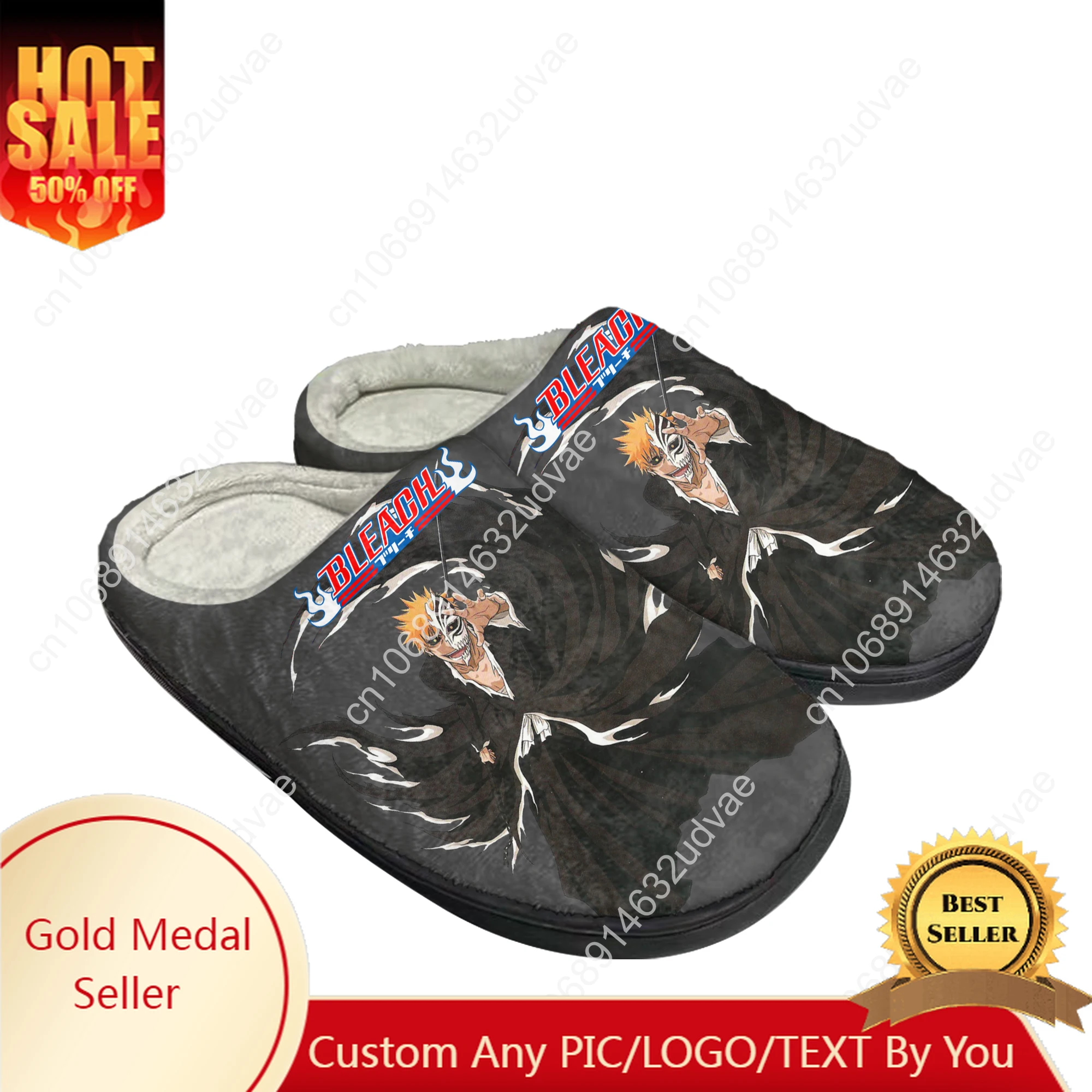 

B-BLEACH Cotton Slippers Men Women Plush Bedroom Casual Keep Warm Home Bedroom Shoes Thermal Indoor Slipper Customized Shoe