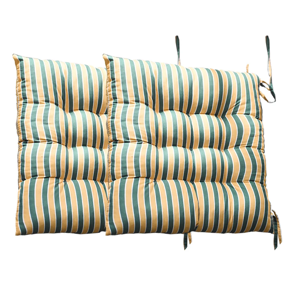 

2Pcs Striped Pattern Cushion Yellow Thick Chair Seat Cushion Household Office Pillow Warm Fashion Practical Removable Washable