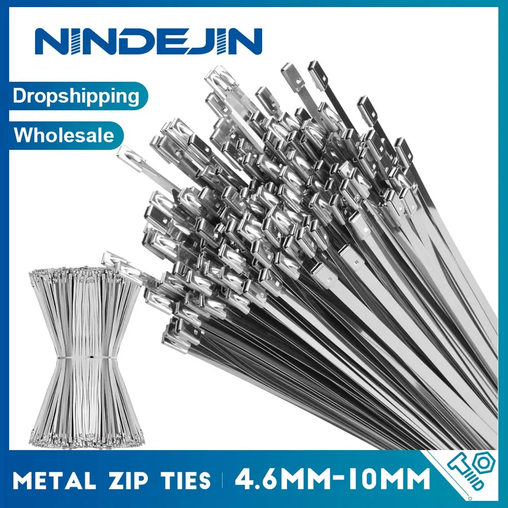 5-20pcs Metal Zip Ties 304 Stainless Steel Heavy duty Self-locking Cable Ties Wire Ties for Outdoor Vehicles Pipes Fence