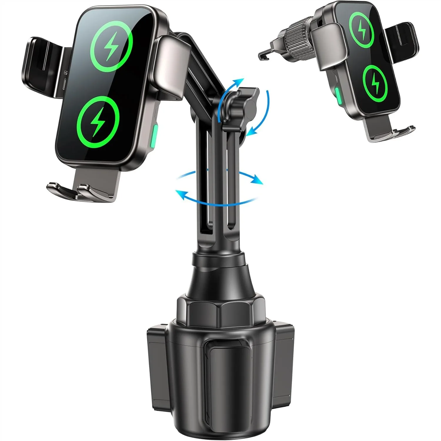 

Dual Coil 15W Wireless Car Charger Phone Holder with Auto-Clamping for iPhone 17/16/15, Samsung S25 S24 S23 S22 Ultra