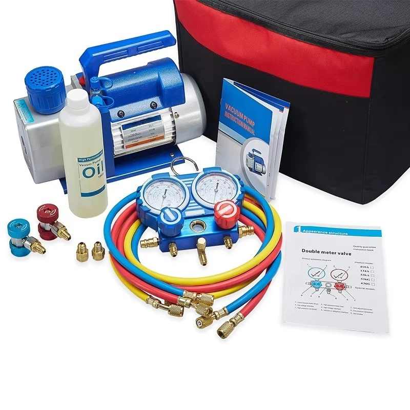 

5/4.5CFM RS-2 1stage Vacuum Pump& BZ-1 Manifold Gauge Set Use for Car