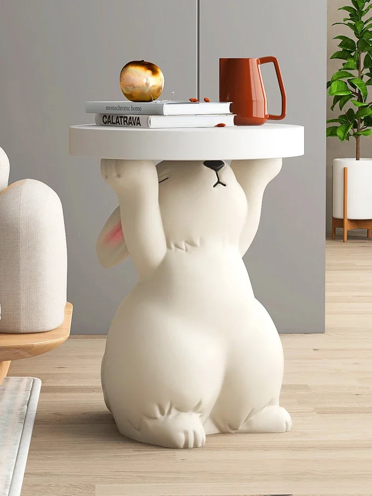 Home Decor Creative Rabbit Statues Side Table Round Coffee Table Living Room Sofa Corner Tables Room Decor Love Bedside Tables