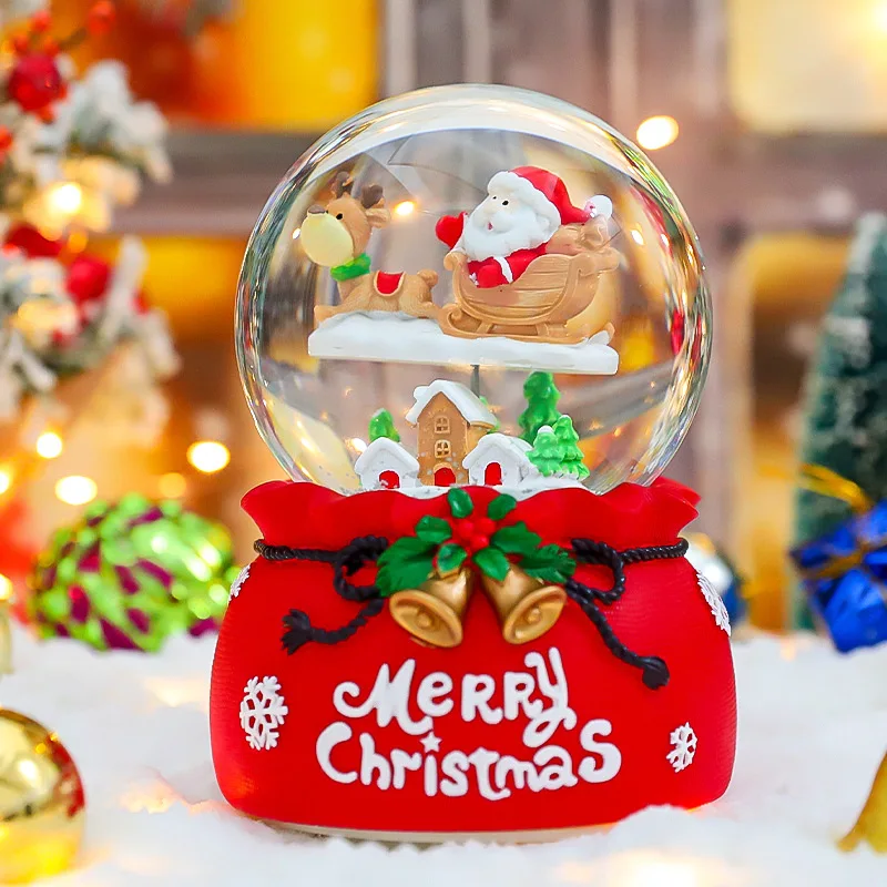 Christmas music box for the elderly, crystal ball on the roof, music box, Christmas crystal ball gift ornaments