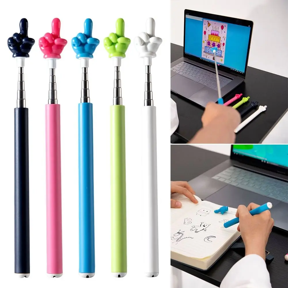 Pointeur d'enseignement en acier inoxydable, conception de doigt, bâton d'enseignement inscriptible, tige télescopique, bâtons de lecture de doigts