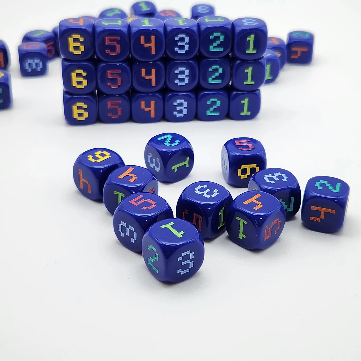10pcs 14mm 6-Sided Digital Game Dice Set - 6 Colors round Top Dice for Party Games Puzzle Color Recognition Teaching Props