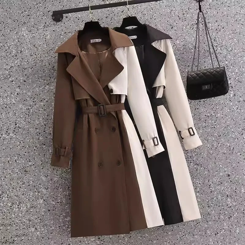 

Spring Autumn Woman New Loose Mid Length Windbreaker Women's British Style Fashionable Korean Loose Colored Coat Trendy JJ1066