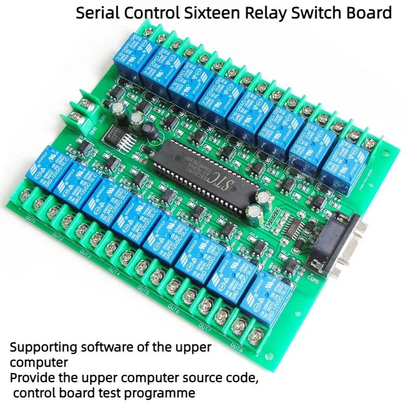 Computer RS232 Serial Port Control 16-way Relay Industrial Control Board 12V/24V Smart Home