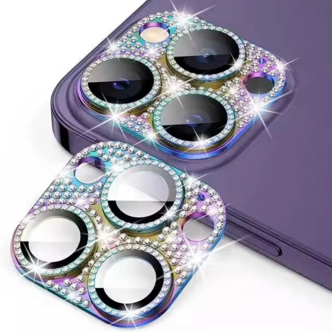 Glitter Diamond Camera Lens Protector Case Cover For iPhone 15 14 Plus 13 Pro Max 12 Mini 11 Women Protection Phone Accessory