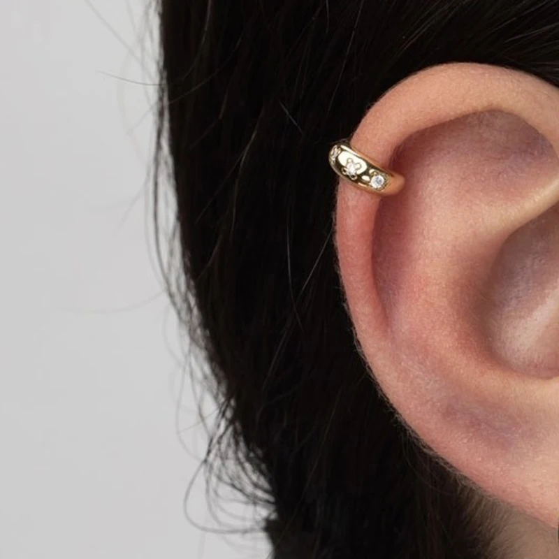 1 قطعة مطلي 24K الذهب أحادية أقراط مشبكية للنساء الهندسة تشيكوسلوفاكيا الزركون الأذن الأصفاد غير ثقب الأقراط مجوهرات حفلات الزفاف #5