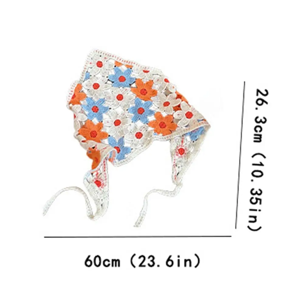 Multicolor Knitting Flower Headband French Retro Pastoral Style Triangular Turban Scarf Travel Beach Little Daisy
