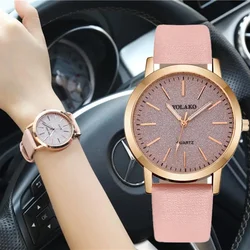 2022 Fashion Casual Ladies Quartz Wrist Watch Pink Simple Retro Women Watches Luxury Brand Female Vintage Leather Clock Luxury