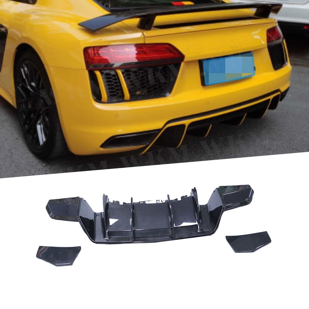 

For Audi R8 V8 V10 2017-2020 Carbon Fiber Car Rear Bumper Lip Diffuser Rear Splitters Spoiler Rear Lip Bodykit Bumper Guard FRP