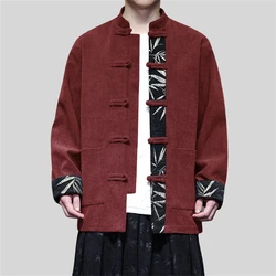 Large Size Corduroy Jackets Men Tang Suit Casual Jacket Coats Mens Bamboo Embroidery Jacket Patchwork Autumn Men Clothing 5XL