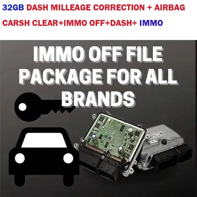 IMMOFF 모든 자동차 도구 브랜드용 총 32 GB 패키지 소프트웨어, Ecu 대시 마일리지 보정, 에어백 크래시 클리어, 대시, IMMO 소프트웨어