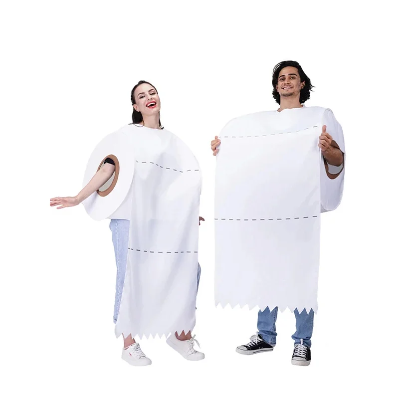 1PCS الكبار زوجين محاكاة ساخرة ورق التواليت لفة ورقة أعلى المطبوعة زي، كرنفال هالوين الأسرة حزب تأثيري حلي