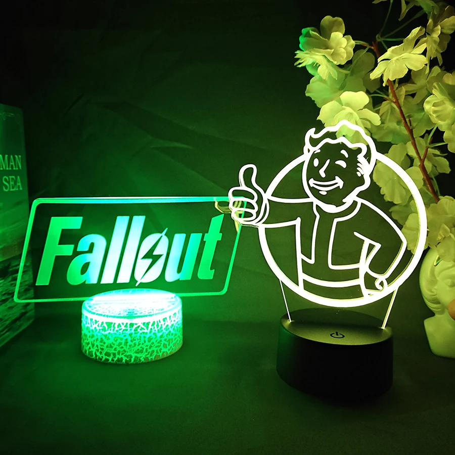 Vault Boy Figure Night Light 3D Illusion Akrylowa laserowa lampa z logo Vaultboy do dekoracji pokoju dla graczy Prezent świąteczny Arcane 3d Lights