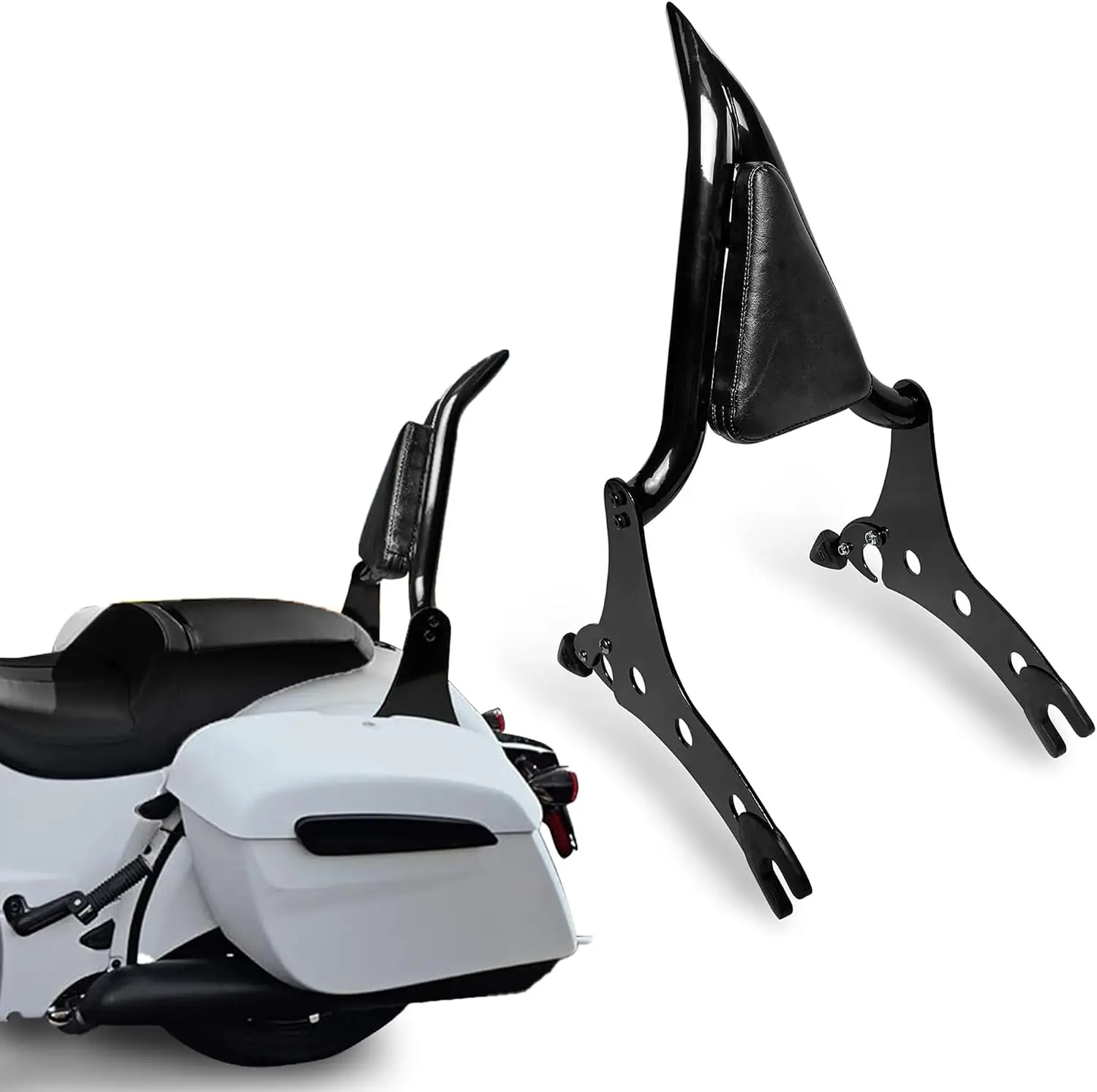 Detachable Sissy Bar Passenger Backrest for Indian Springfield, Challenger, Chieftain, Gloss Black 2014-Up