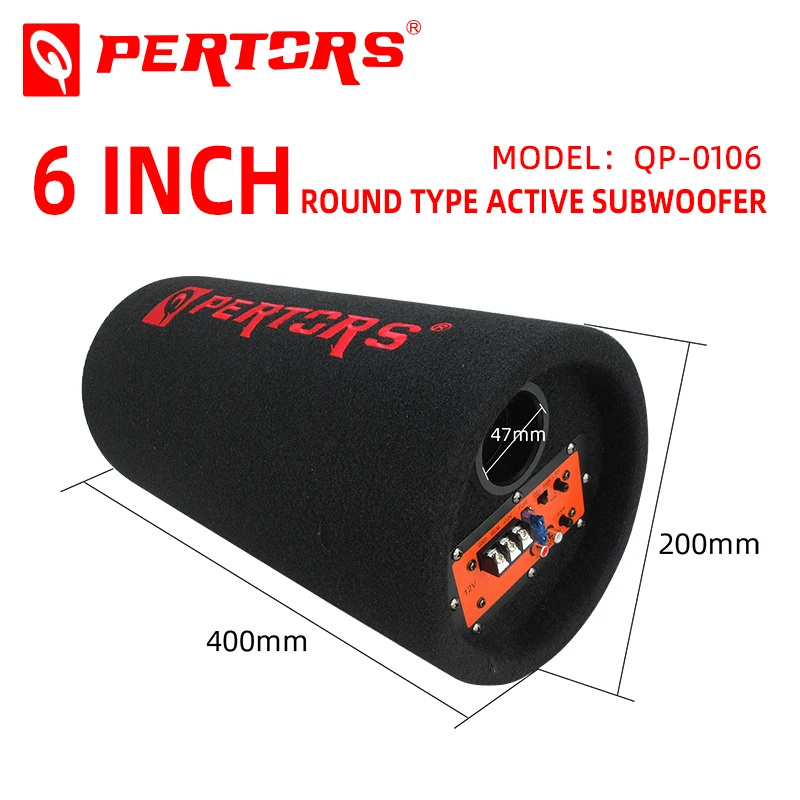 

hot sale QPERTORS Brand QP-0106 6inch Car Audio 12v max 500watts 6inch 4ohm Cylindrical Type Active Subwoofer